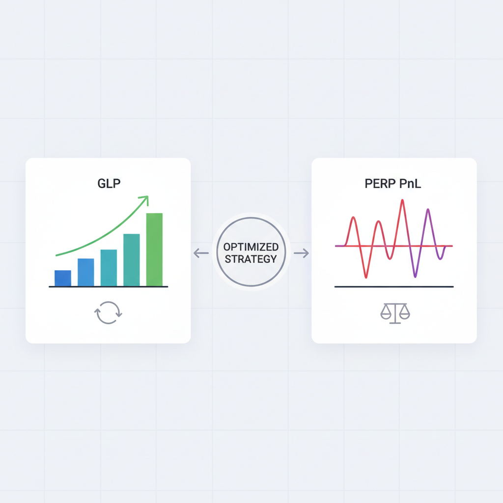dashboard monitoring GLP and perp PnL charts balancing