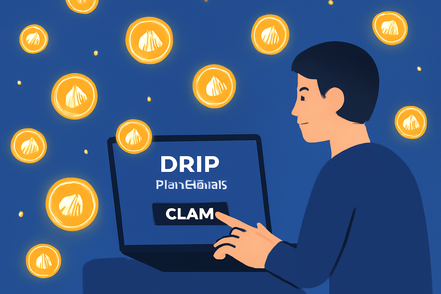 Claiming ARB reward tokens from DRIP incentive dashboard, glowing ARB coins raining down