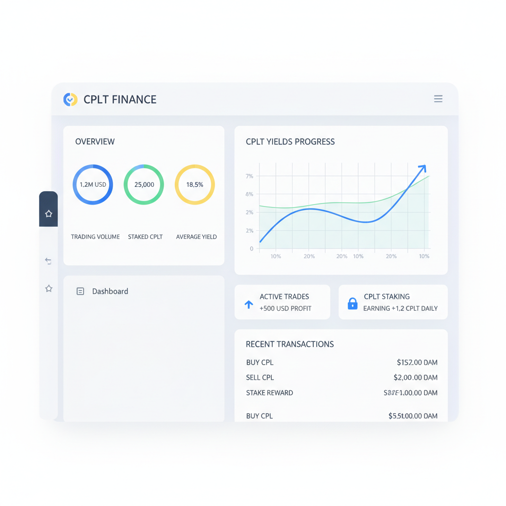dashboard monitoring trades staking CPLT yields graph chart